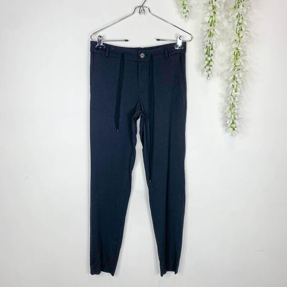 NWT VINCE black crepe jogger pants elastic waist slant pockets mid rise 2847 - Picture 3 of 11